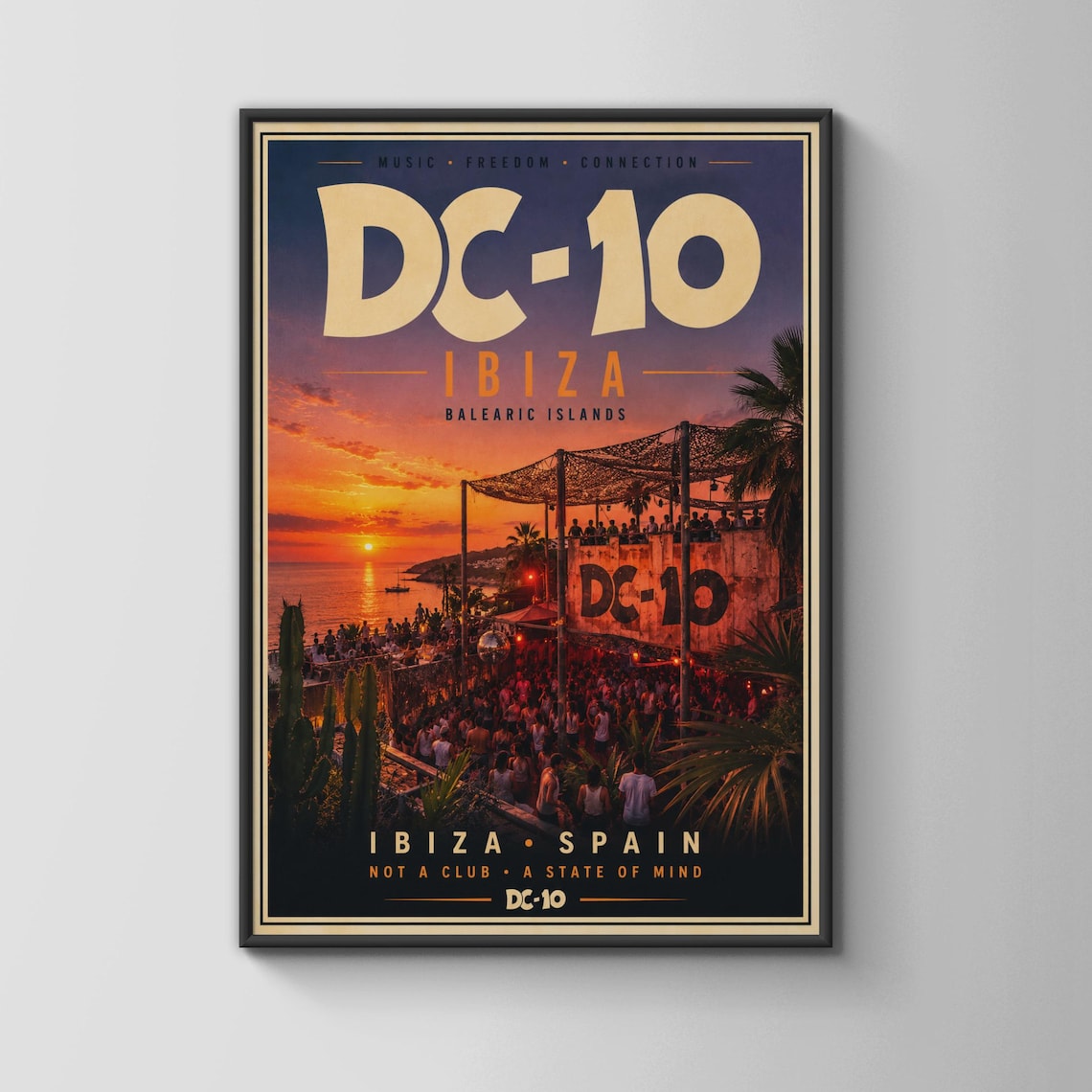 DC10 Ibiza Poster, Balearic Islands Club Art Print