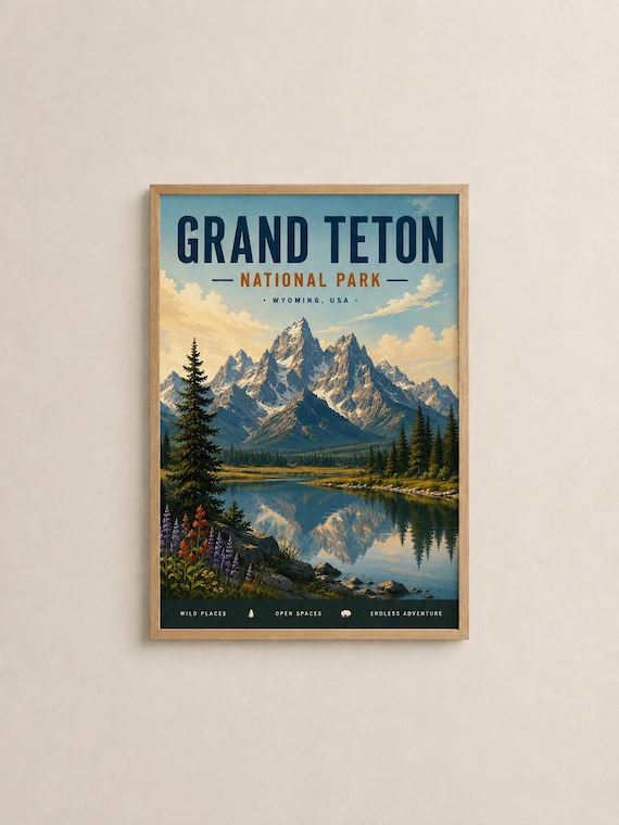 Grand Teton National Park Vintage Poster, Wyoming