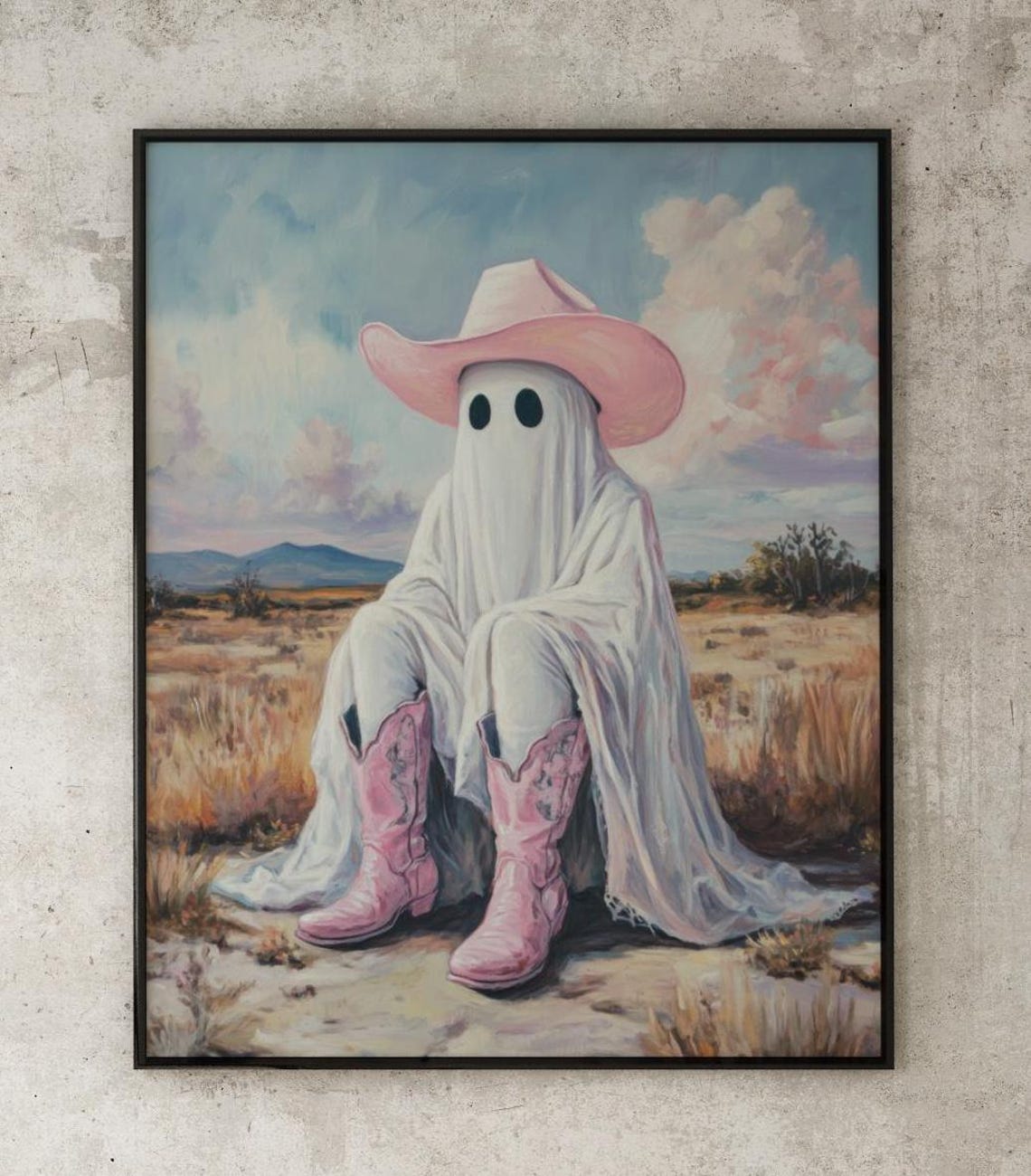 Cowboy Ghost With Pink Hat And Boots In The Desert Prairies Poster - Image 4