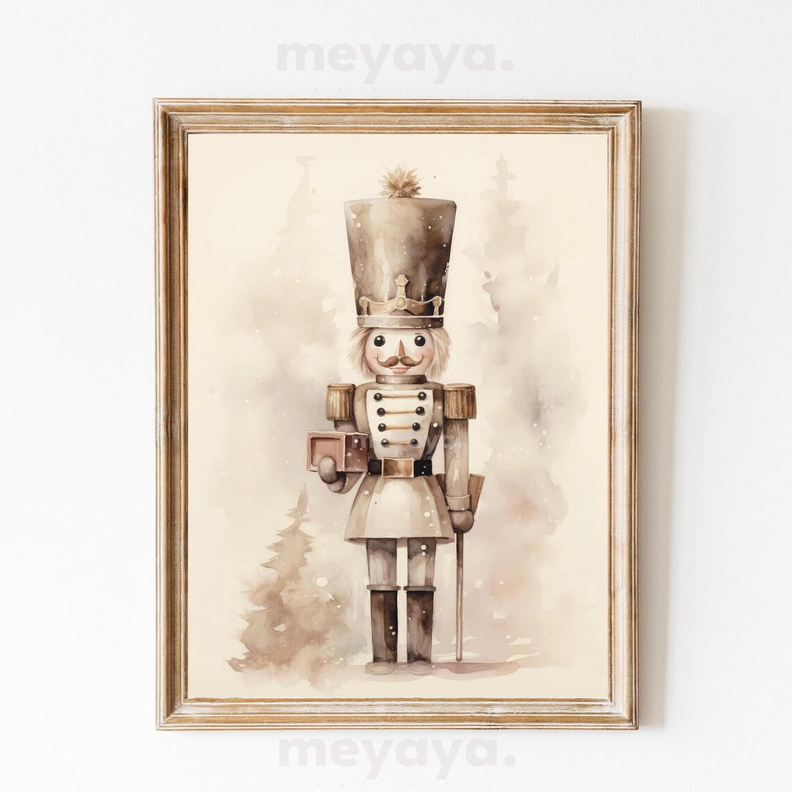 Christmas Nutcracker Painting, Farmhouse Holiday Art Print