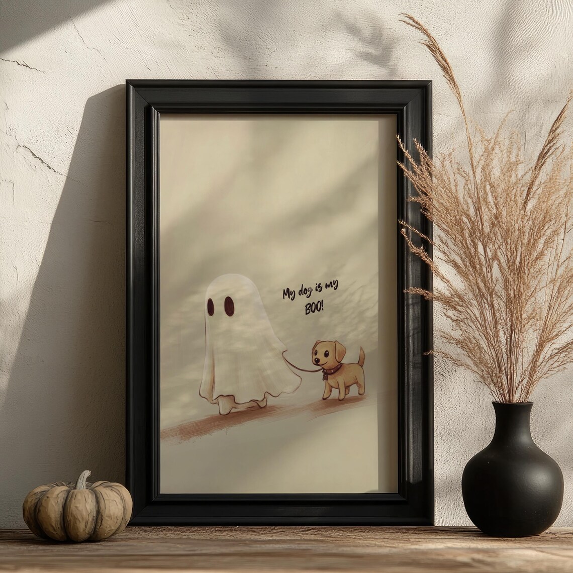 My Dog Is My Boo Cute Ghost Walking A Puppy Dog Halloween Poster - Image 6