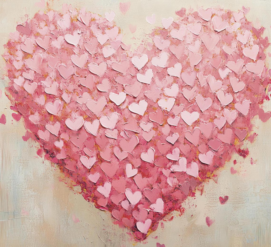 Pink Hearts Confetti Textured Romantic Valentines Love Wall Print - Image 6