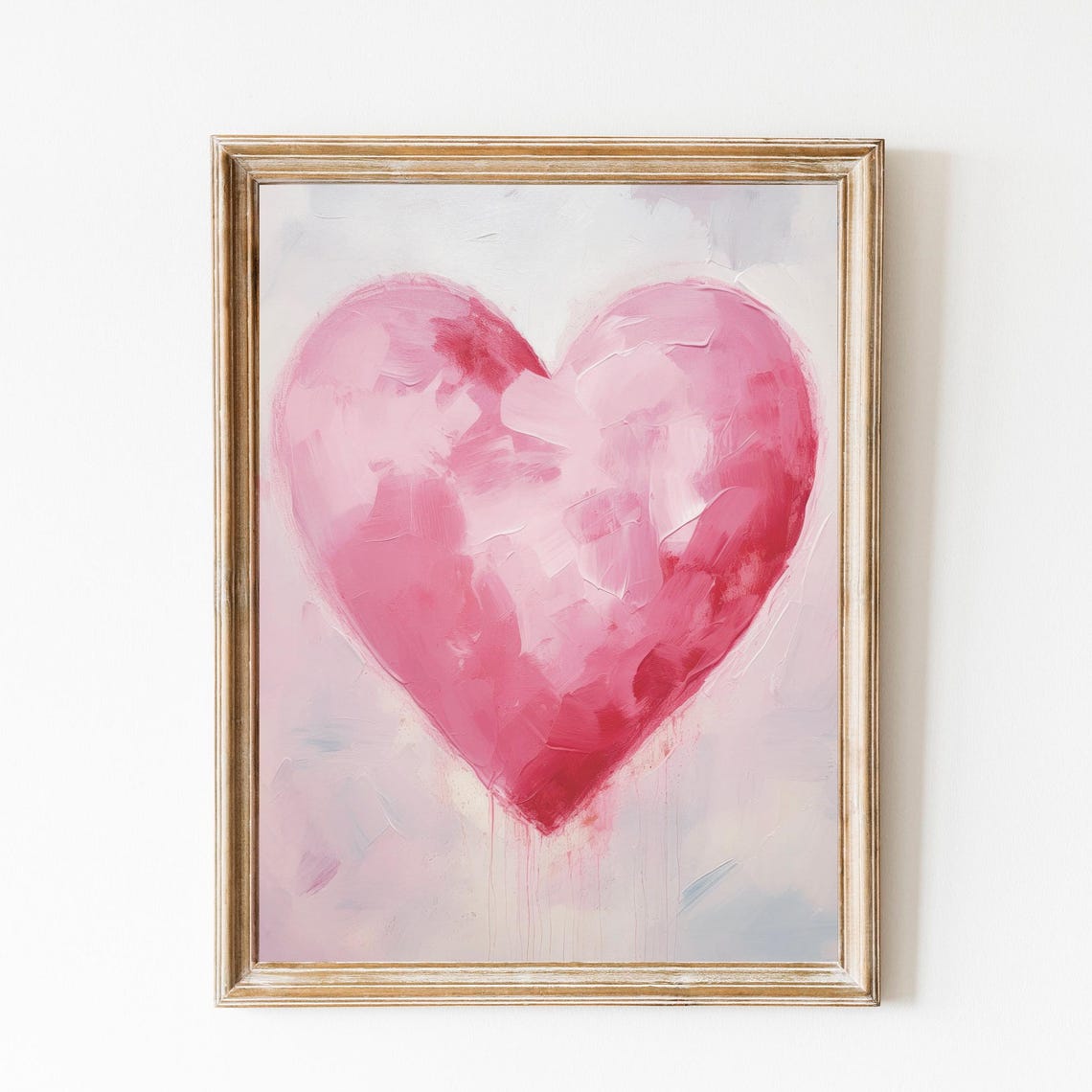 Large Pink Impasto Heart Soft Blush Romantic Valentine Poster