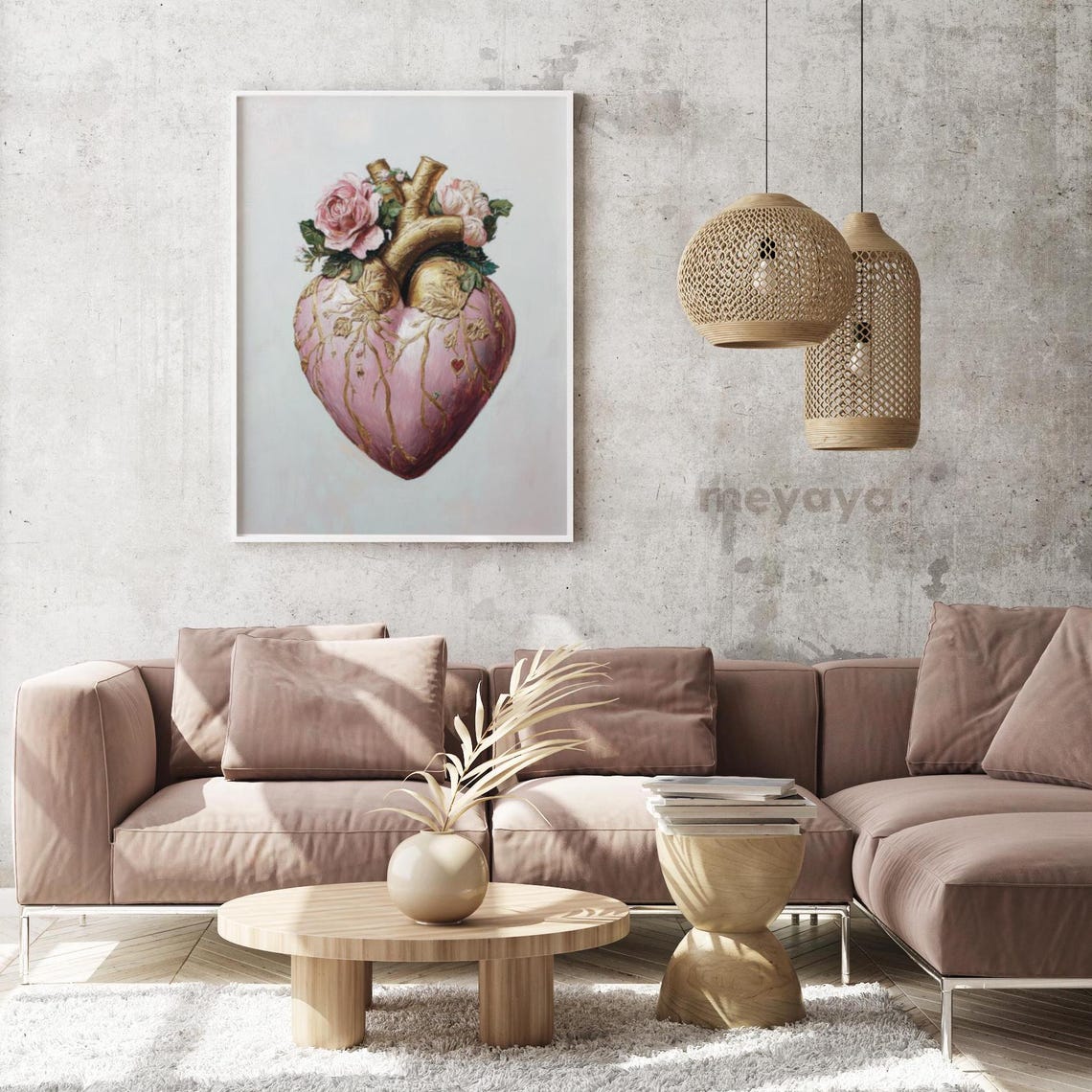 Floral Heart Print Anatomy Heart Painting Valentines Day Wall Art Cardiology Gift Anatomical Heart Art Pink Decor Vintage Mexican Art - Image 2