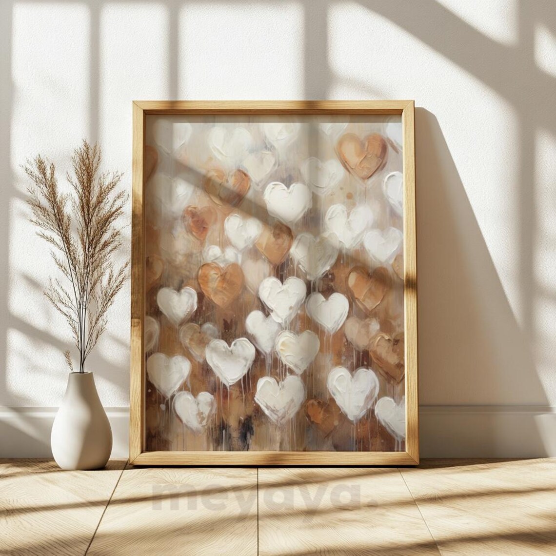 Muted Vintage Neutral Heart Art Print, Cottagecore - Image 3
