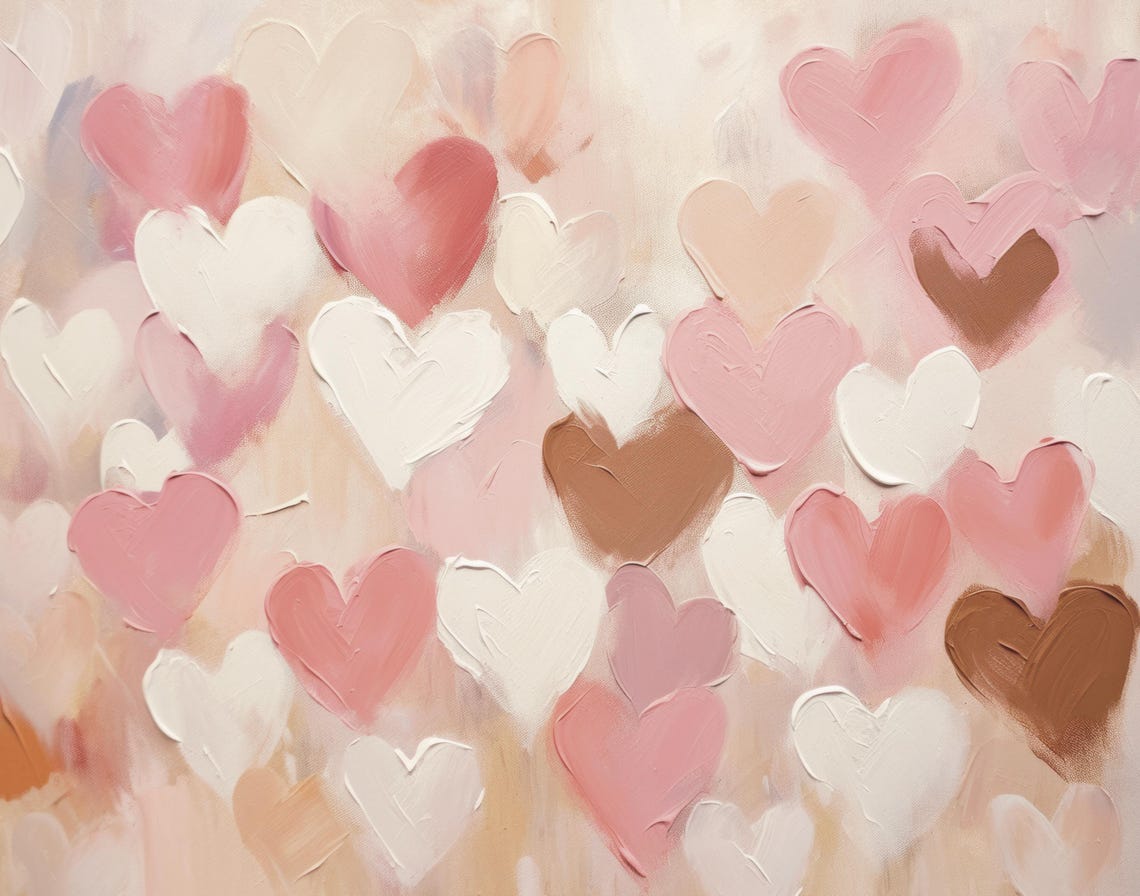 Vintage Valentines Wall Art Pink Heart Painting Love Heart Print Moody Valentine Decor Girly Preppy Heart Art Print Instant Download - Image 6