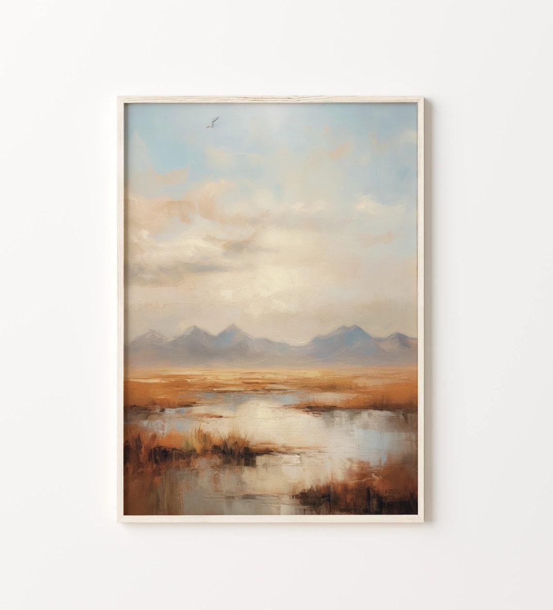 Golden Marsh Landscape With Distant Mountains Soft Sunrise Poster - Image 5