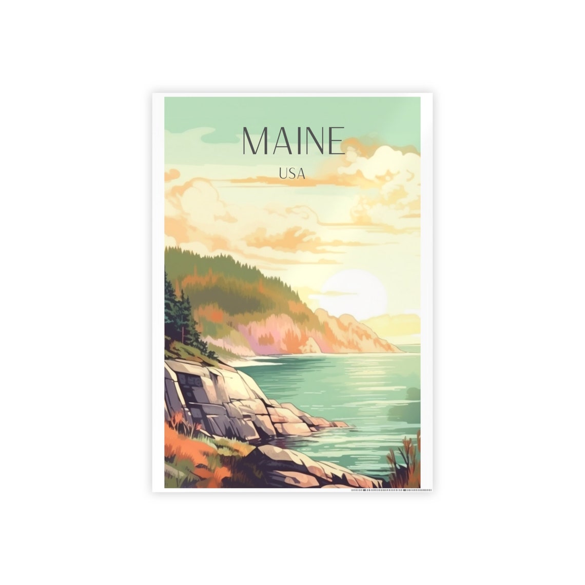 Maine Travel Poster, Arcadia National Forest Nature Art