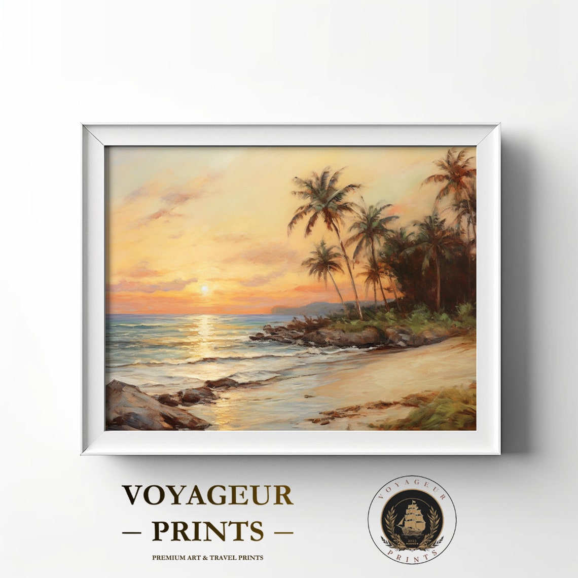 Tropical Paradise Beach Oil Painting, Wall Art - Image 4