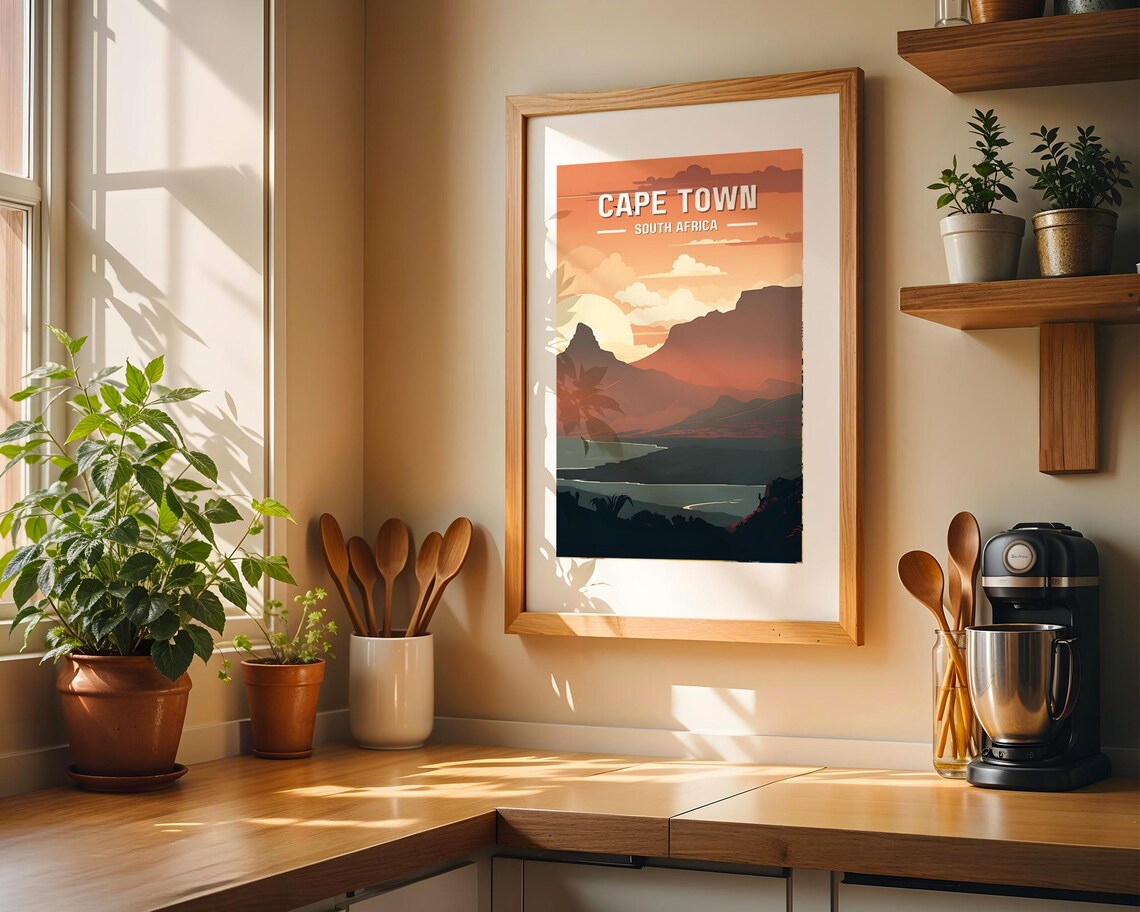 Vintage Cape Town Travel Poster, South Africa Cityscape - Image 6