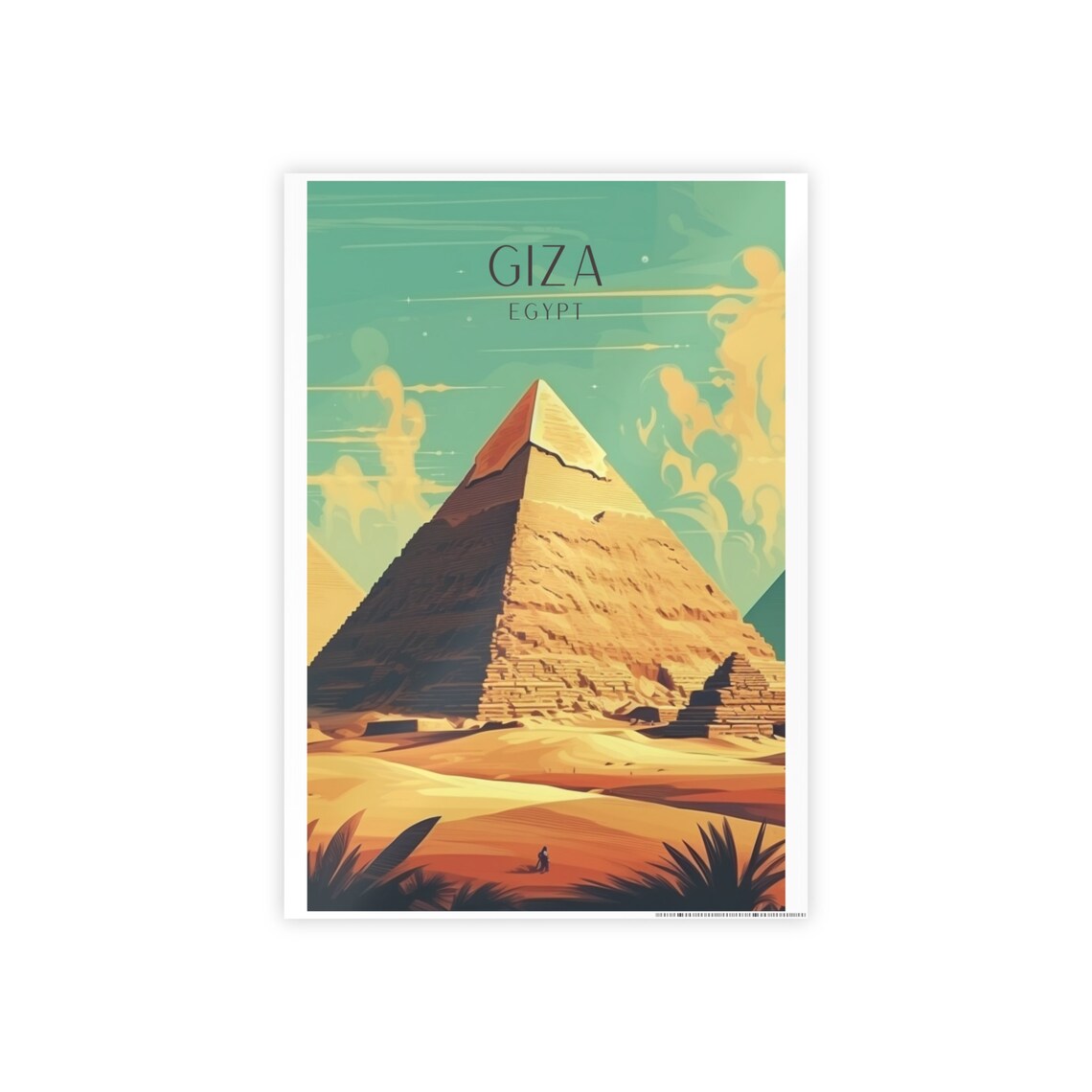 Pyramid Art Deco Travel Poster, Giza Africa