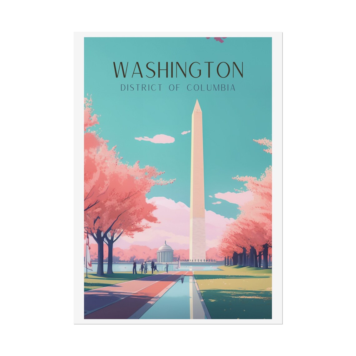 Washington Art Deco Travel Poster, Washington Monument - Image 6