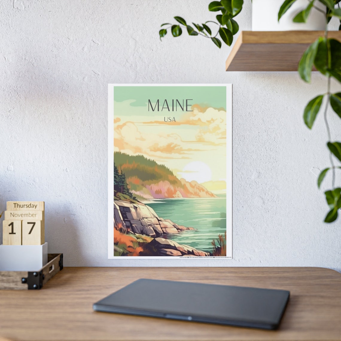 Maine Travel Poster, Arcadia National Forest Nature Art - Image 6