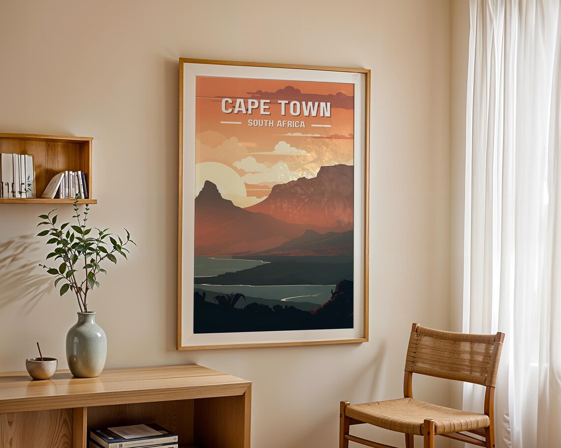 Vintage Cape Town Travel Poster, South Africa Cityscape - Image 2