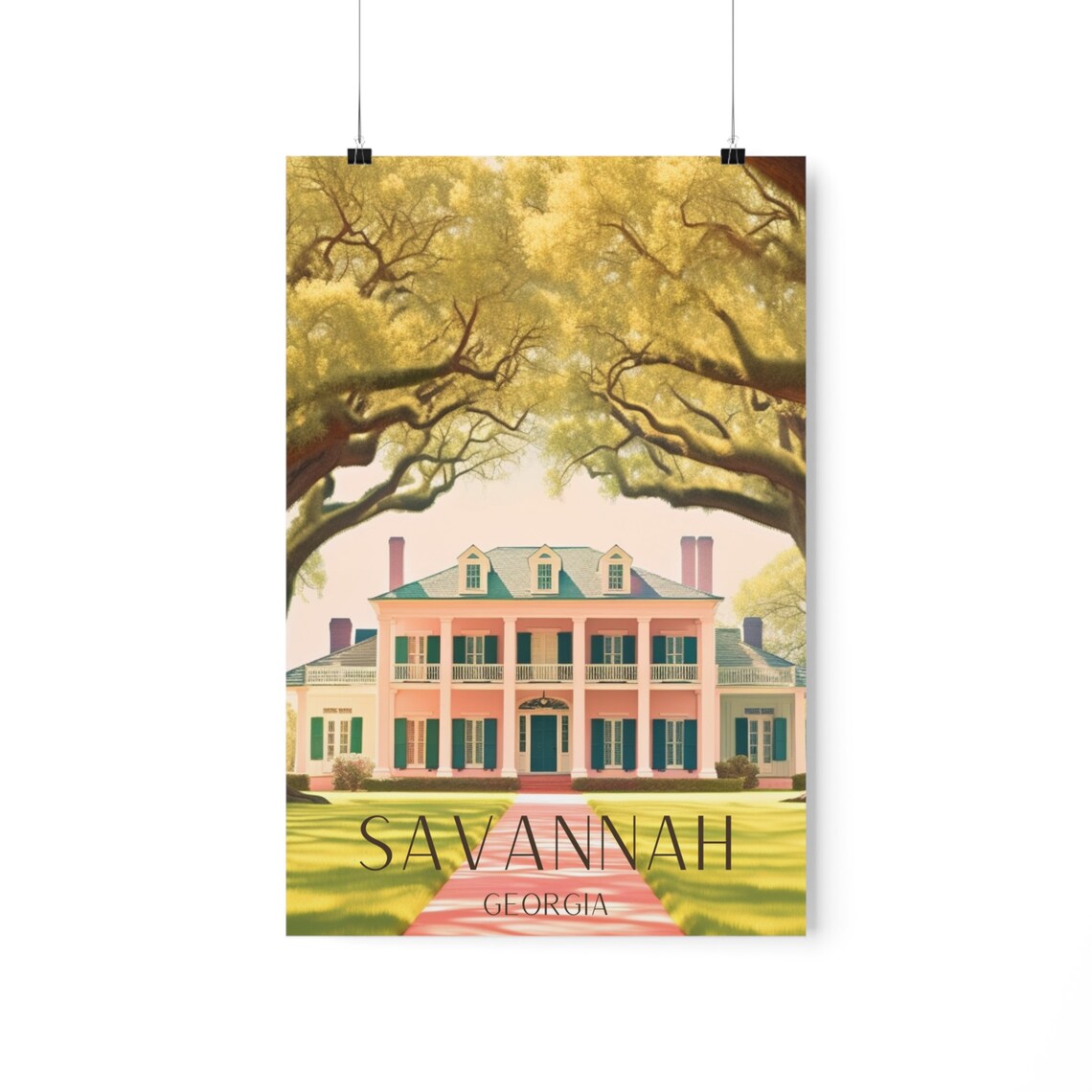 Savannah Travel Poster, Georgia Southern Print