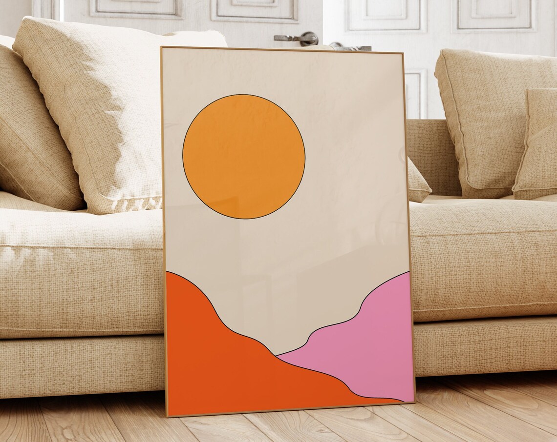 70s Landscape Art Print, Mid-Century Modern - Image 2