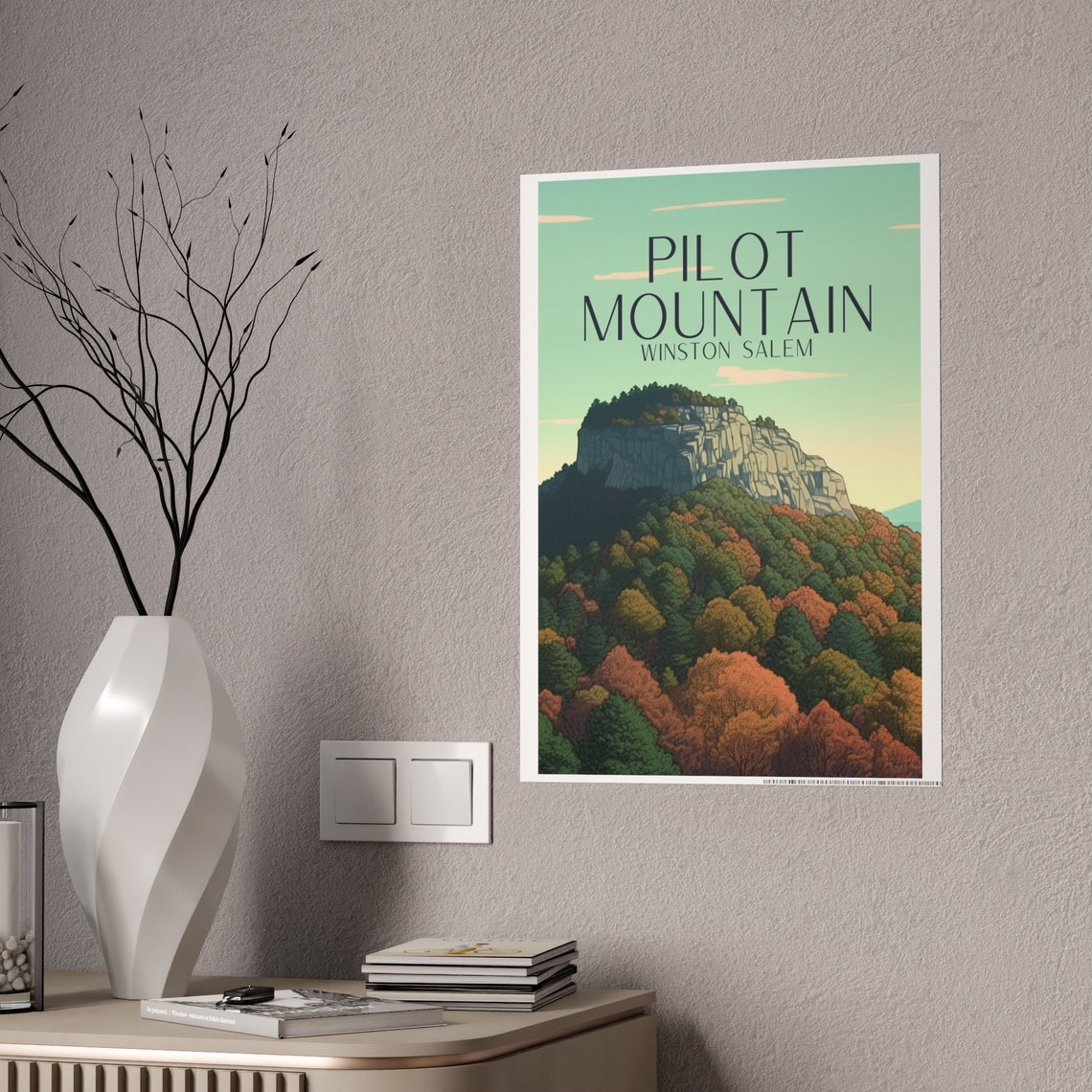 Pilot Mountain Travel Poster, Nature Landscape - Image 2