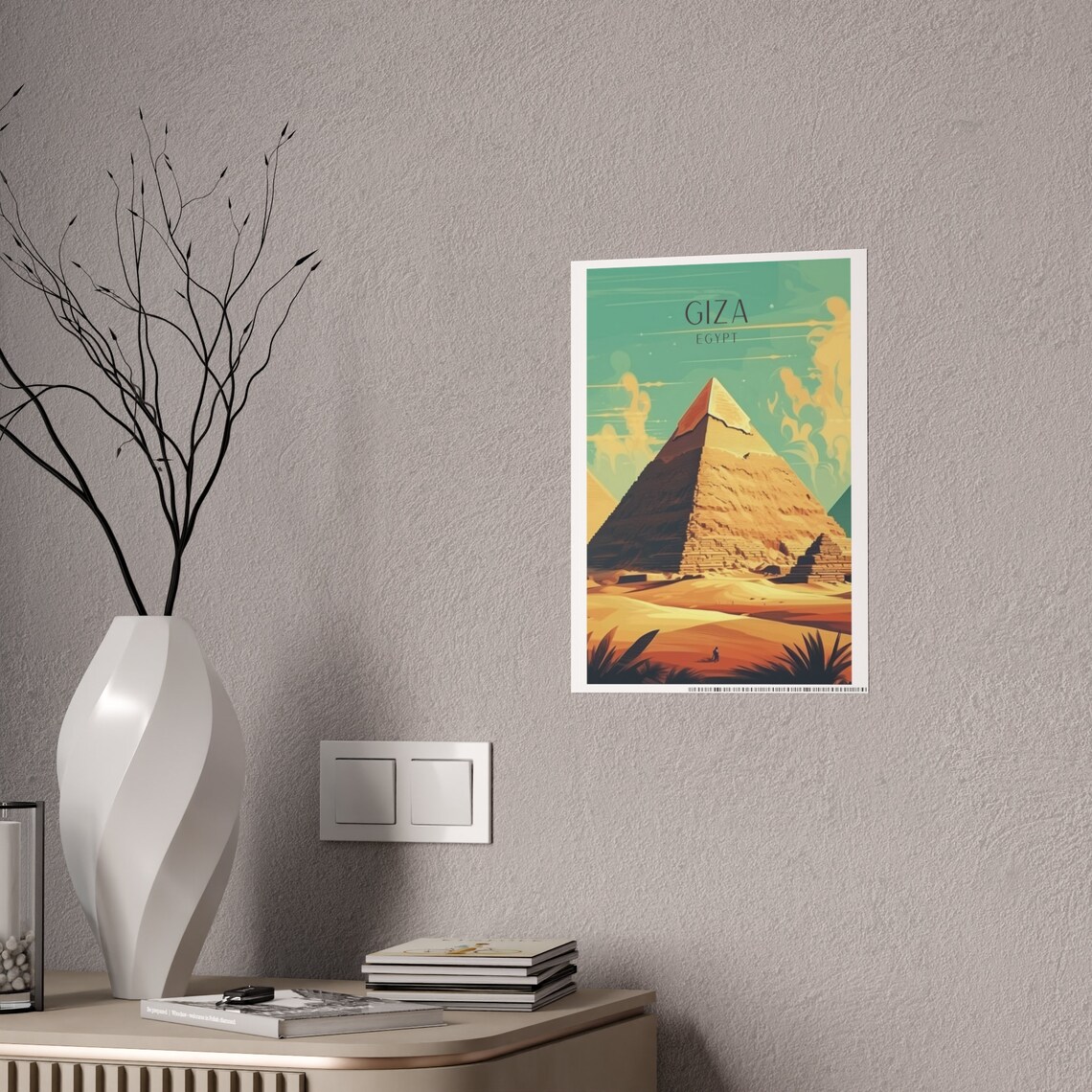 Pyramid Art Deco Travel Poster, Giza Africa - Image 2