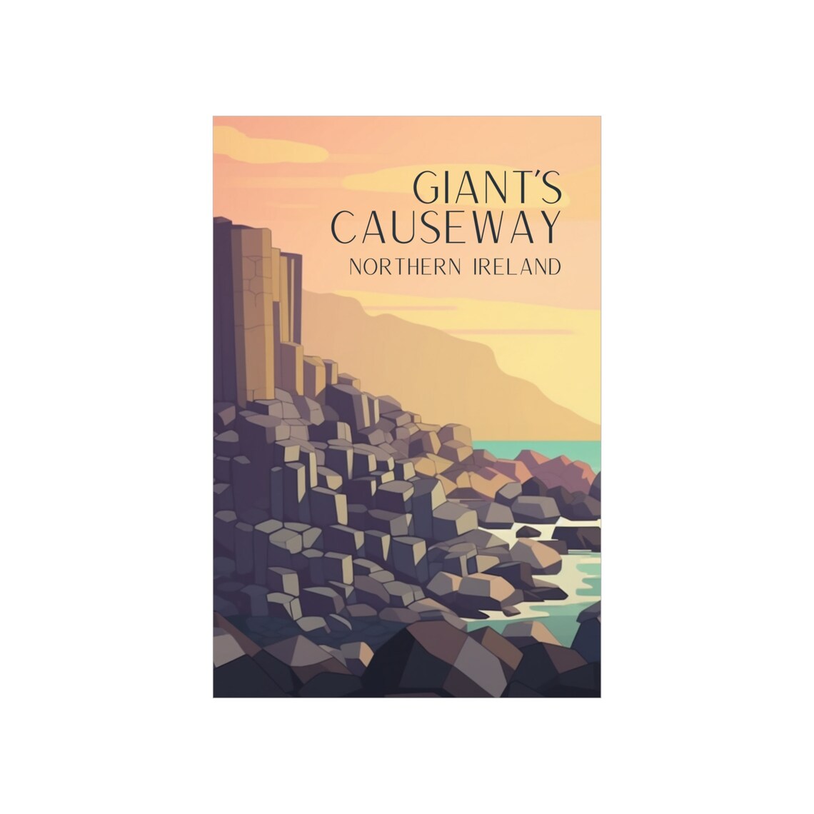 Giants Causeway Travel Poster, England Gift Print - Image 6