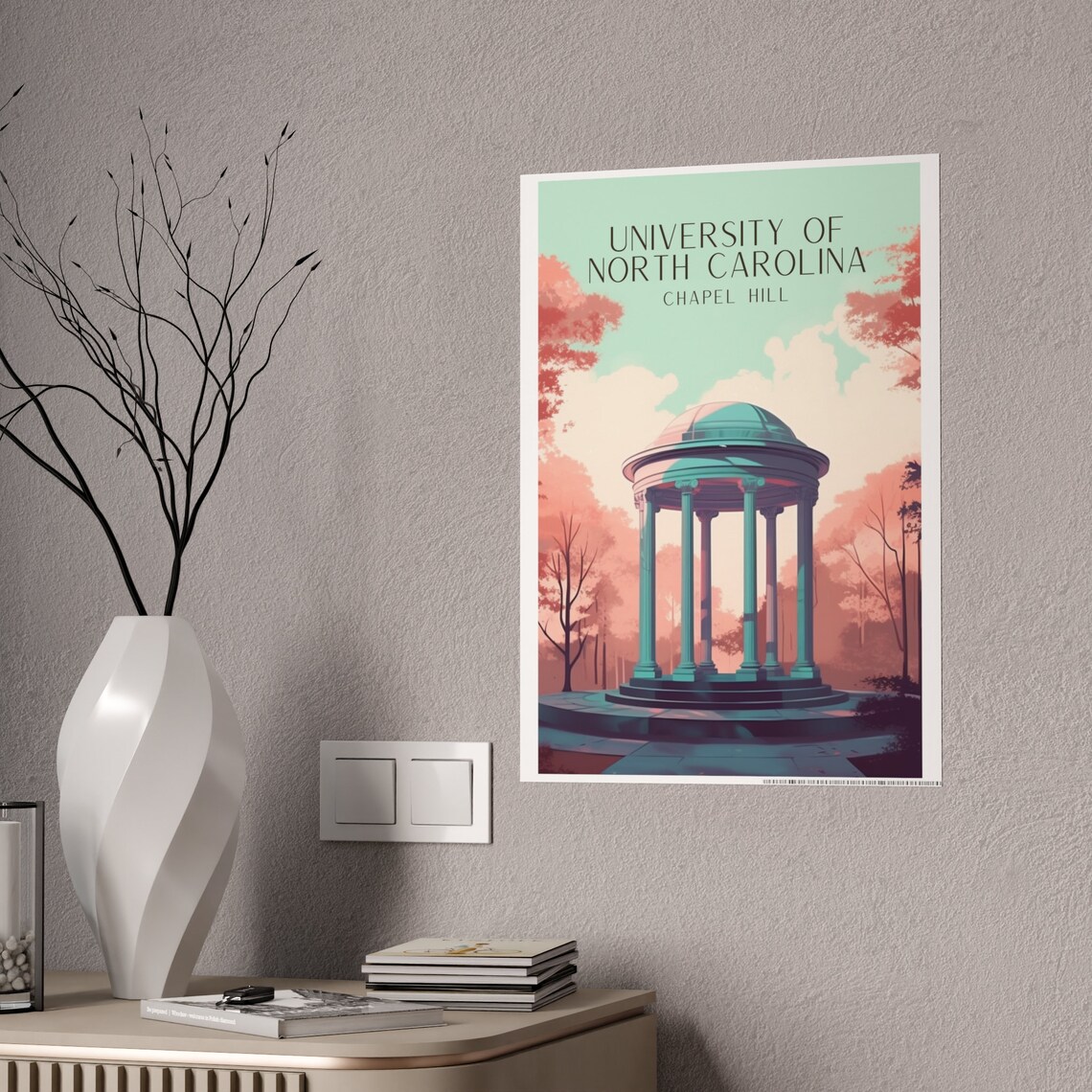 UNC Old Well Travel Poster, Chapel Hill Keepsake - Image 4
