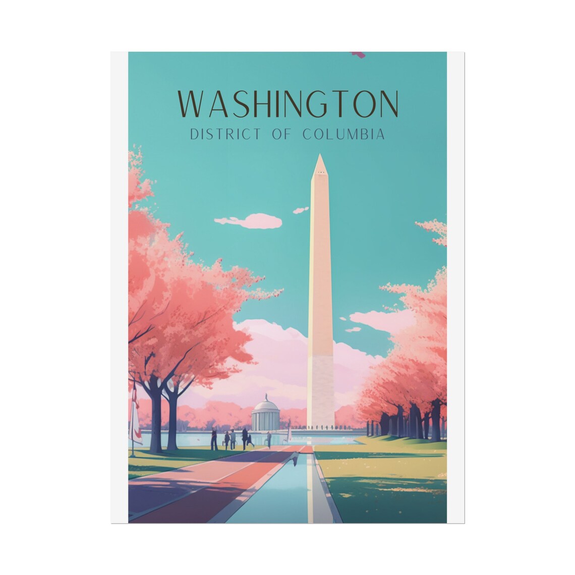 Washington Art Deco Travel Poster, Washington Monument - Image 5