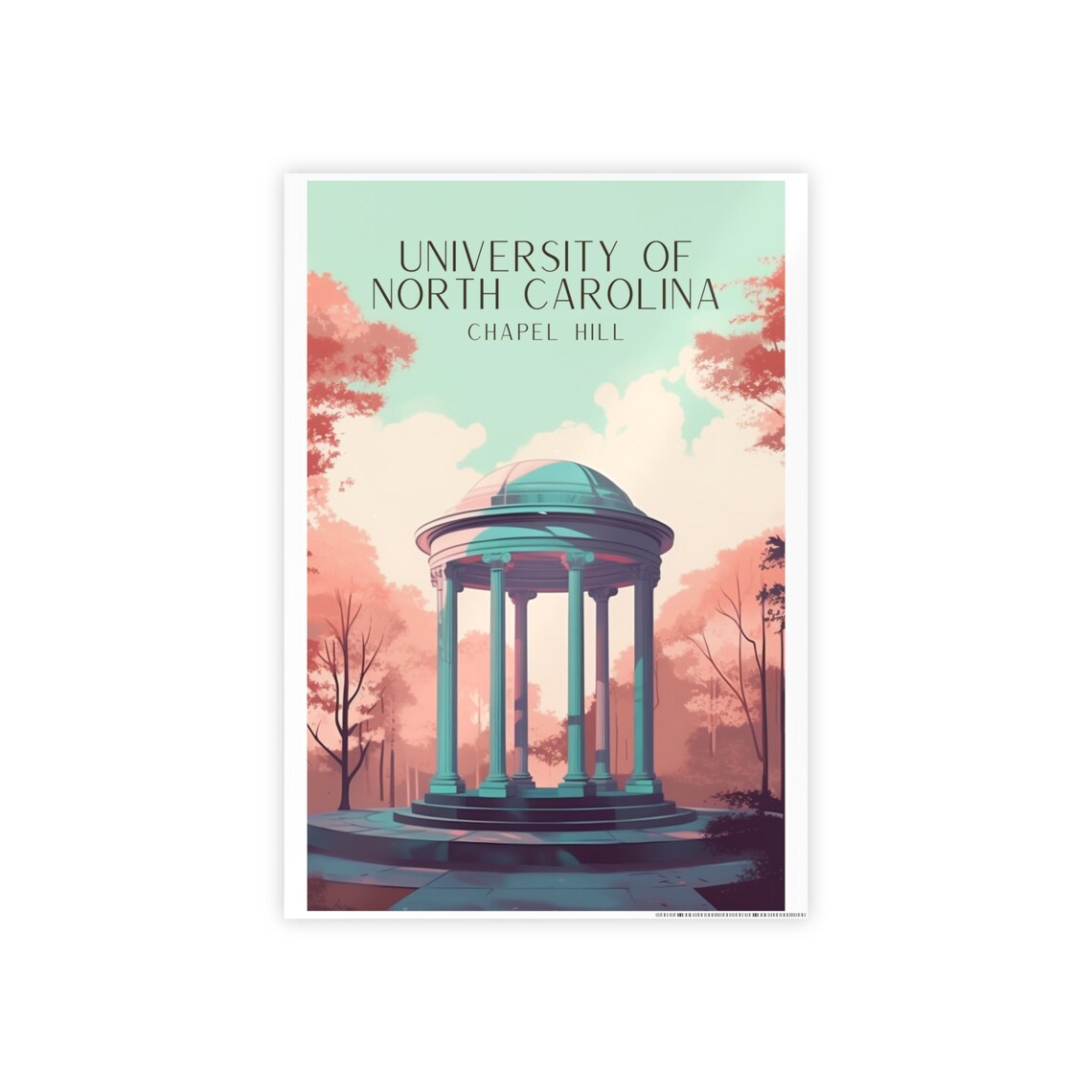 UNC Old Well Travel Poster, Chapel Hill Keepsake