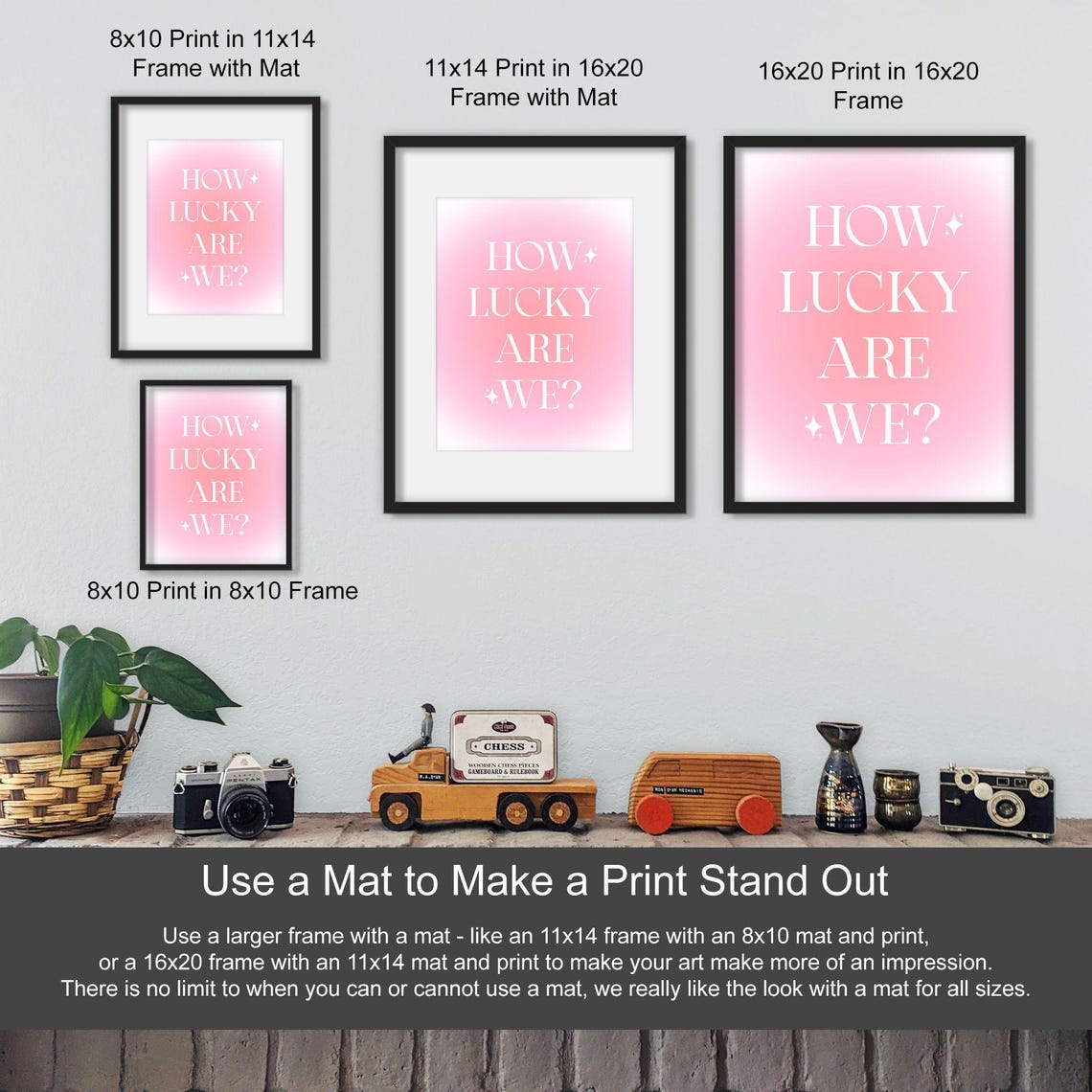 How Lucky Are We Pink Aura Gradient Typography Motivational Poster - Image 3
