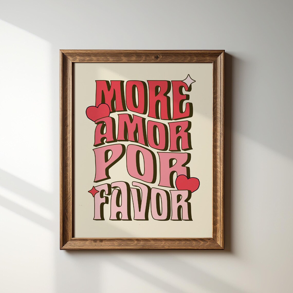 More Amor Por Favor Retro Groovy Spanish Love Typography Poster - Image 2
