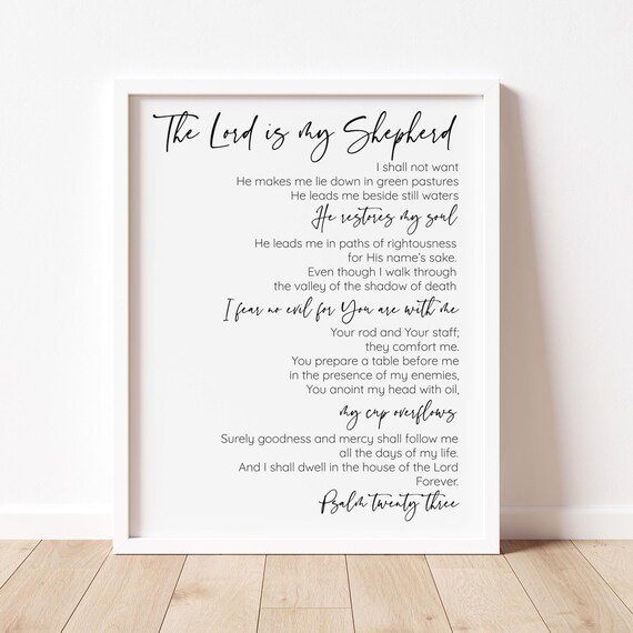 Psalm 23 1 The Lord Is My Shepherd Bible Verse Wall Art Inspirational Bible Quotes Encouraging Art Grace Gifts