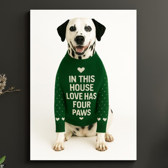 Funny Dog Entryway Decor Dalmatian Wall Art Portrait Artdalmatian Print Pet Lover Gift Welcome Sign