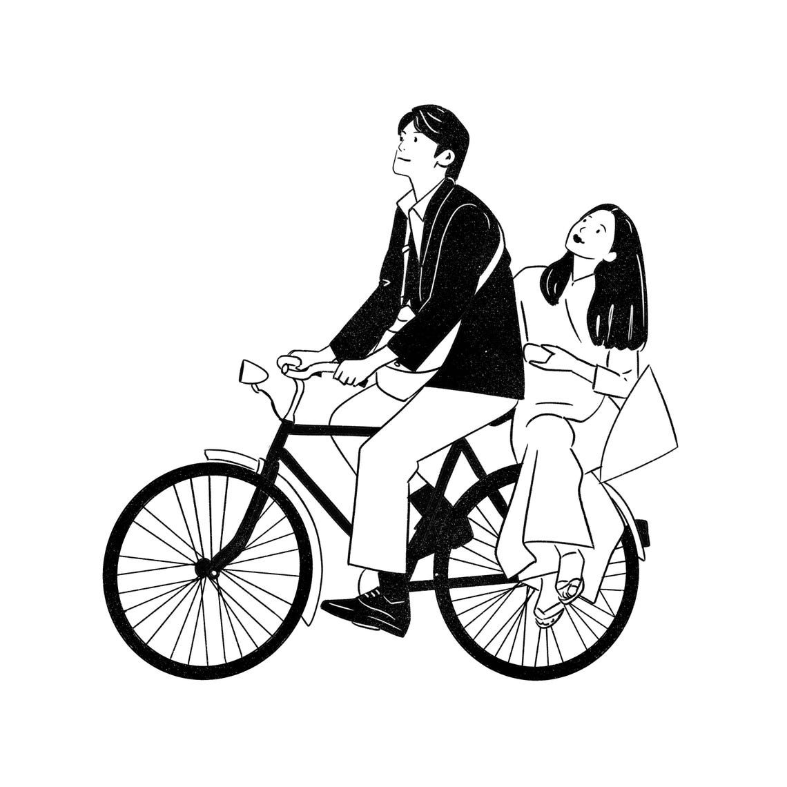 Sweet Minimalist Young Couple Half Heart Line Drawing Portrait Poster - Image 5