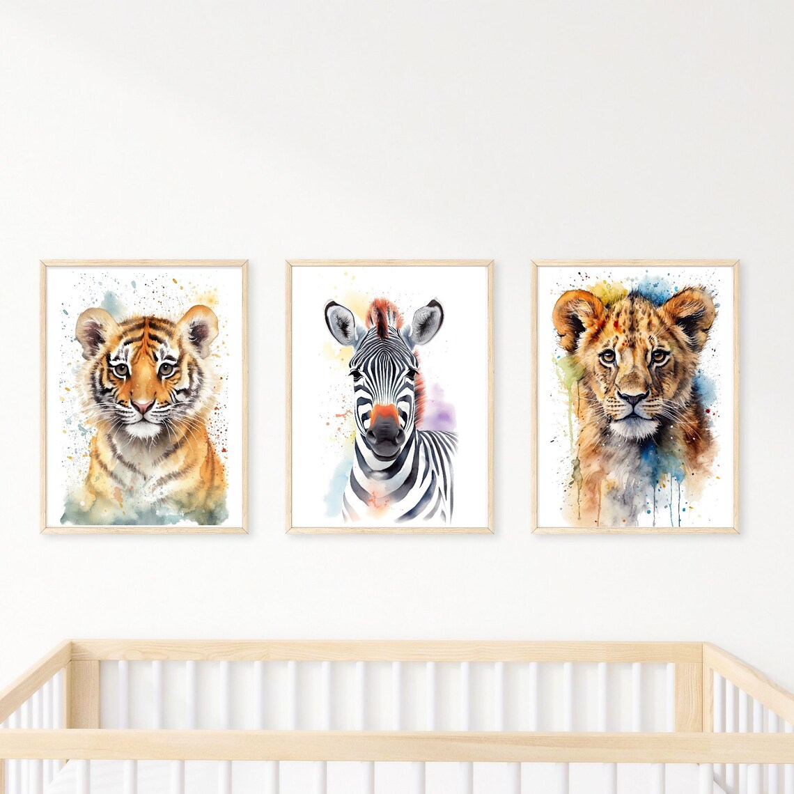 Safari Nursery Art Bundle, Watercolor Animal Illustrations