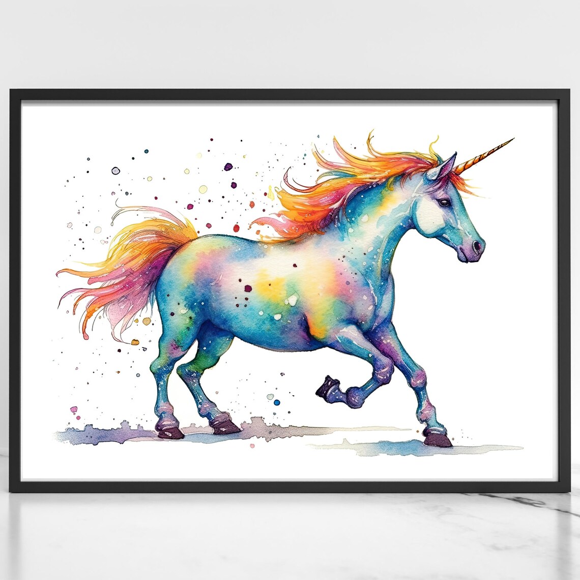 Unicorn Watercolor Art, Fantasy Nursery Decor
