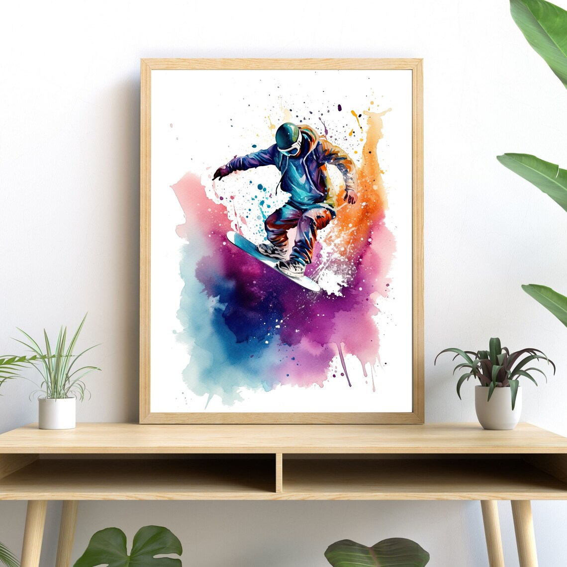 Acrobatic Snowboarder - Contemporary Travel Poster