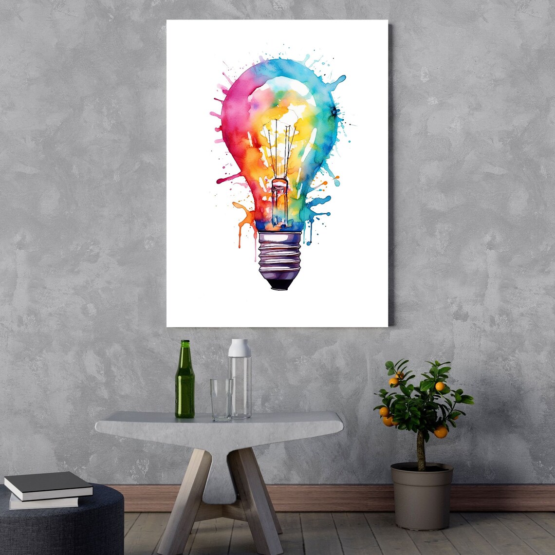 Ampoule Aquarelle, Vibrant Lighting Decor Art Print - Image 3