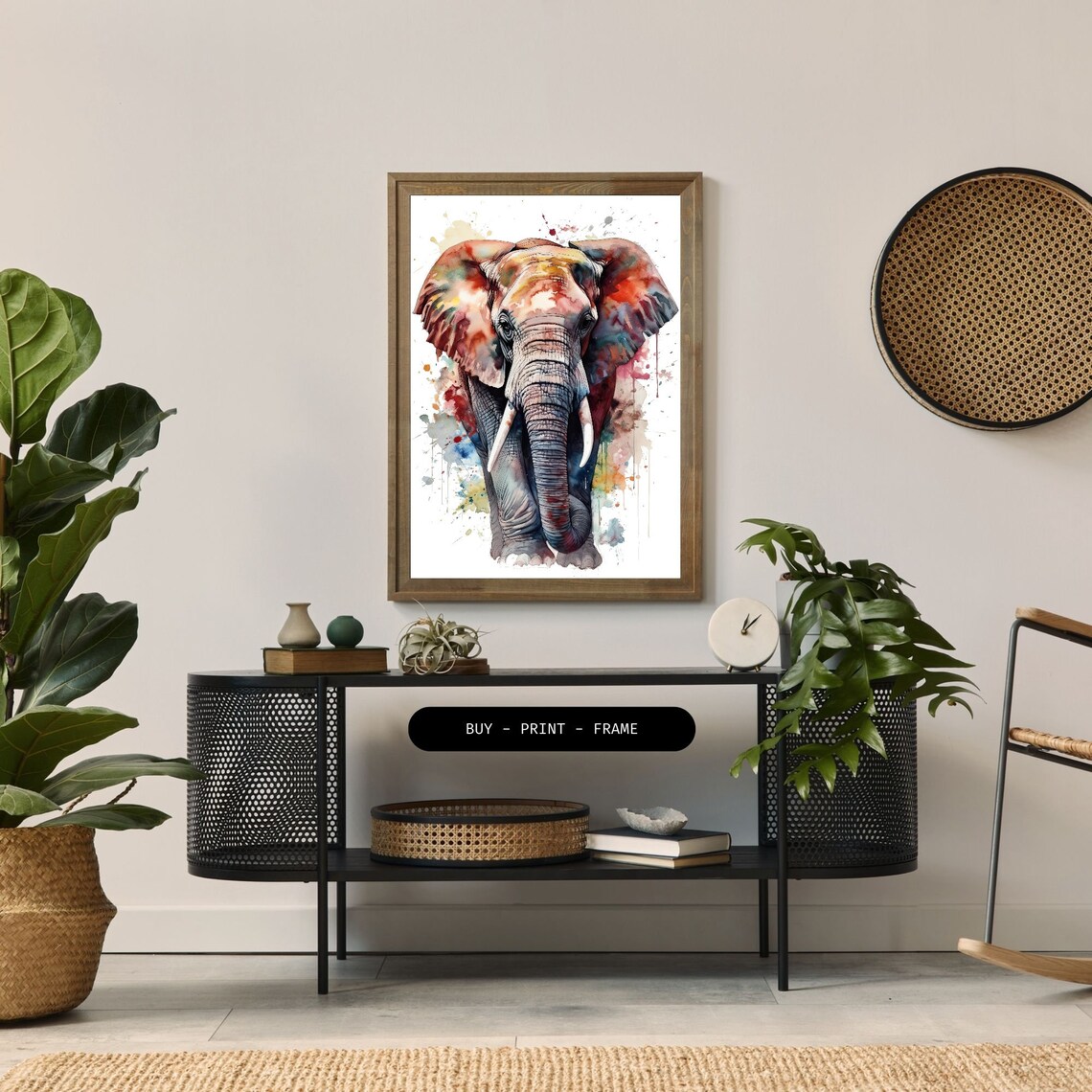 Elephant Watercolor Art Print, Modern Animal Decor - Image 2