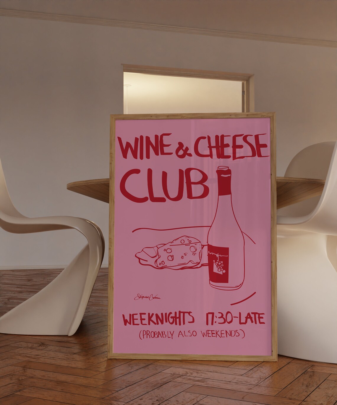 Wine And Cheese Club Vintage Food Art Print