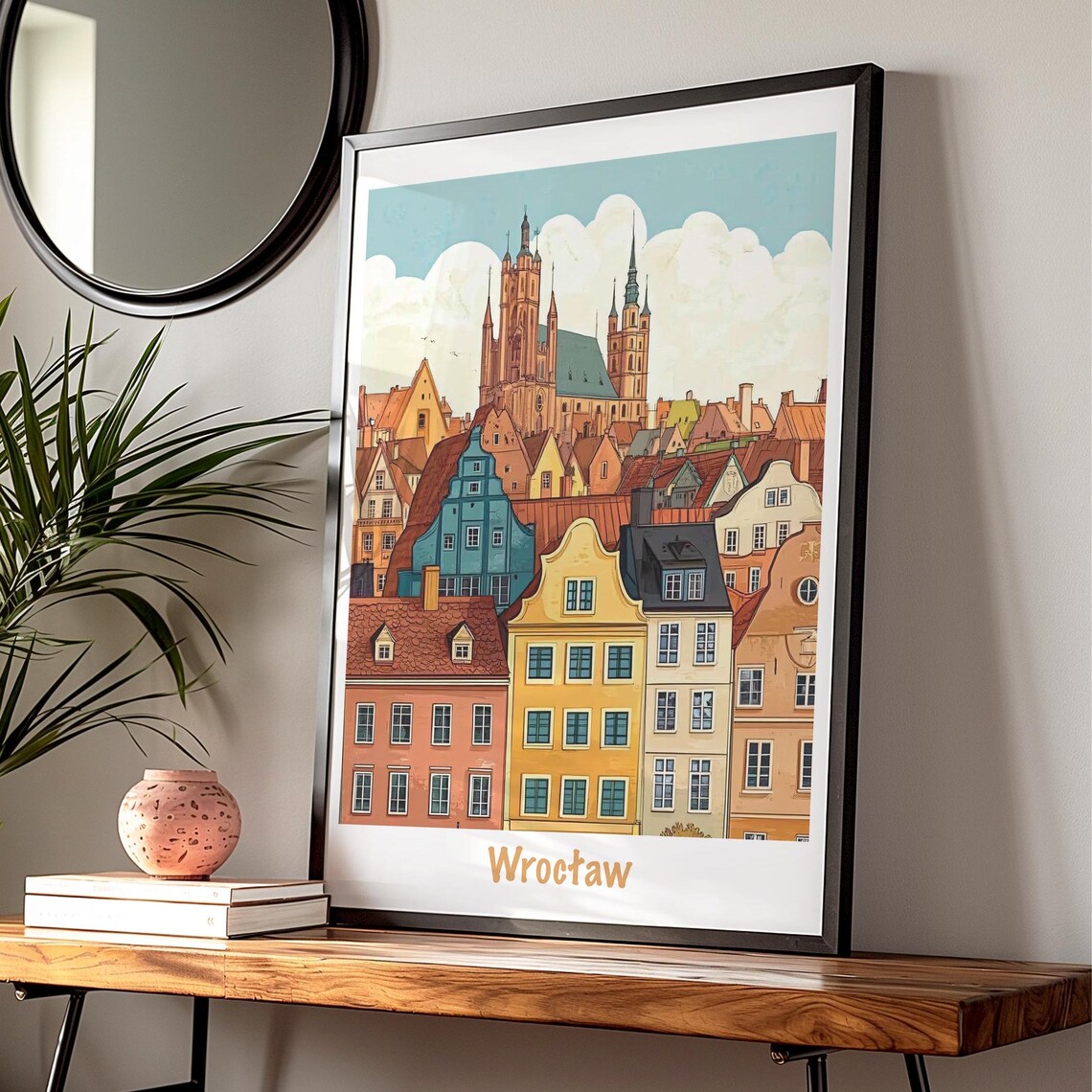 Wroclaw Day and Night Old Town Poster Set of 2 Poland Travel Art - Image 3