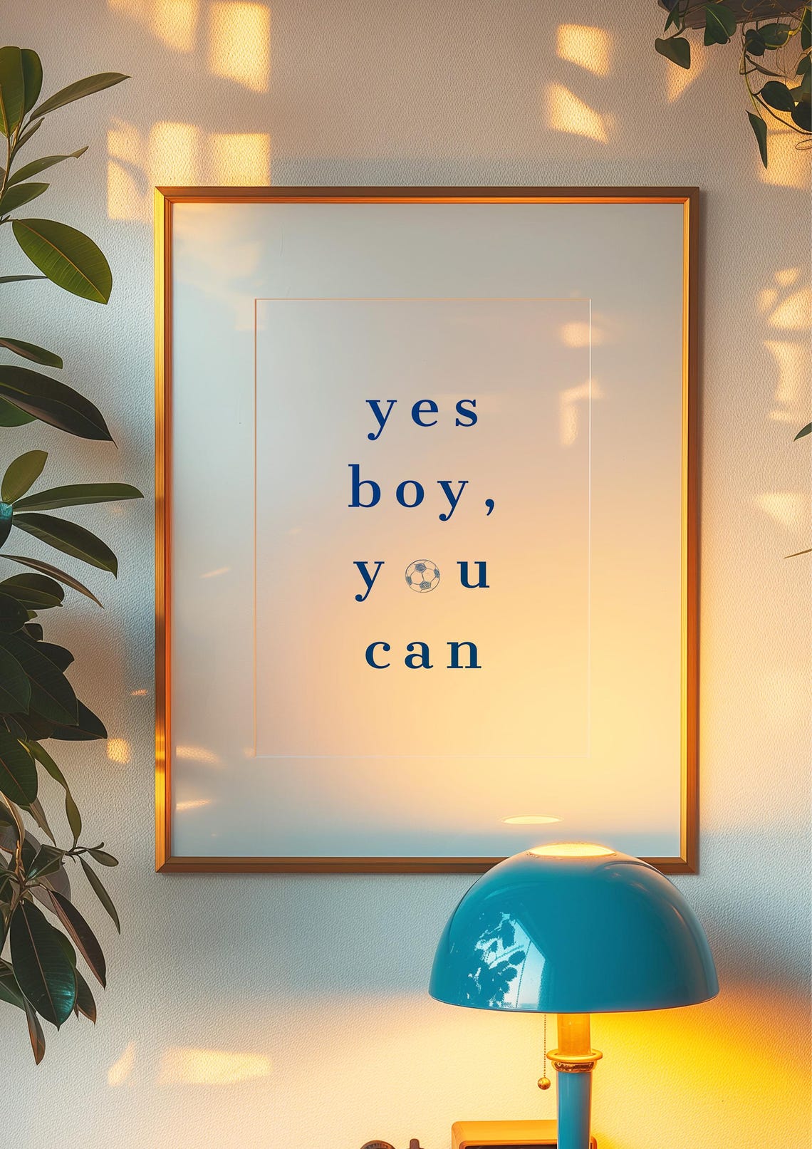 Yes Boy You Can Soccer Ball Typography Kids Bedroom Decor Poster - Image 3