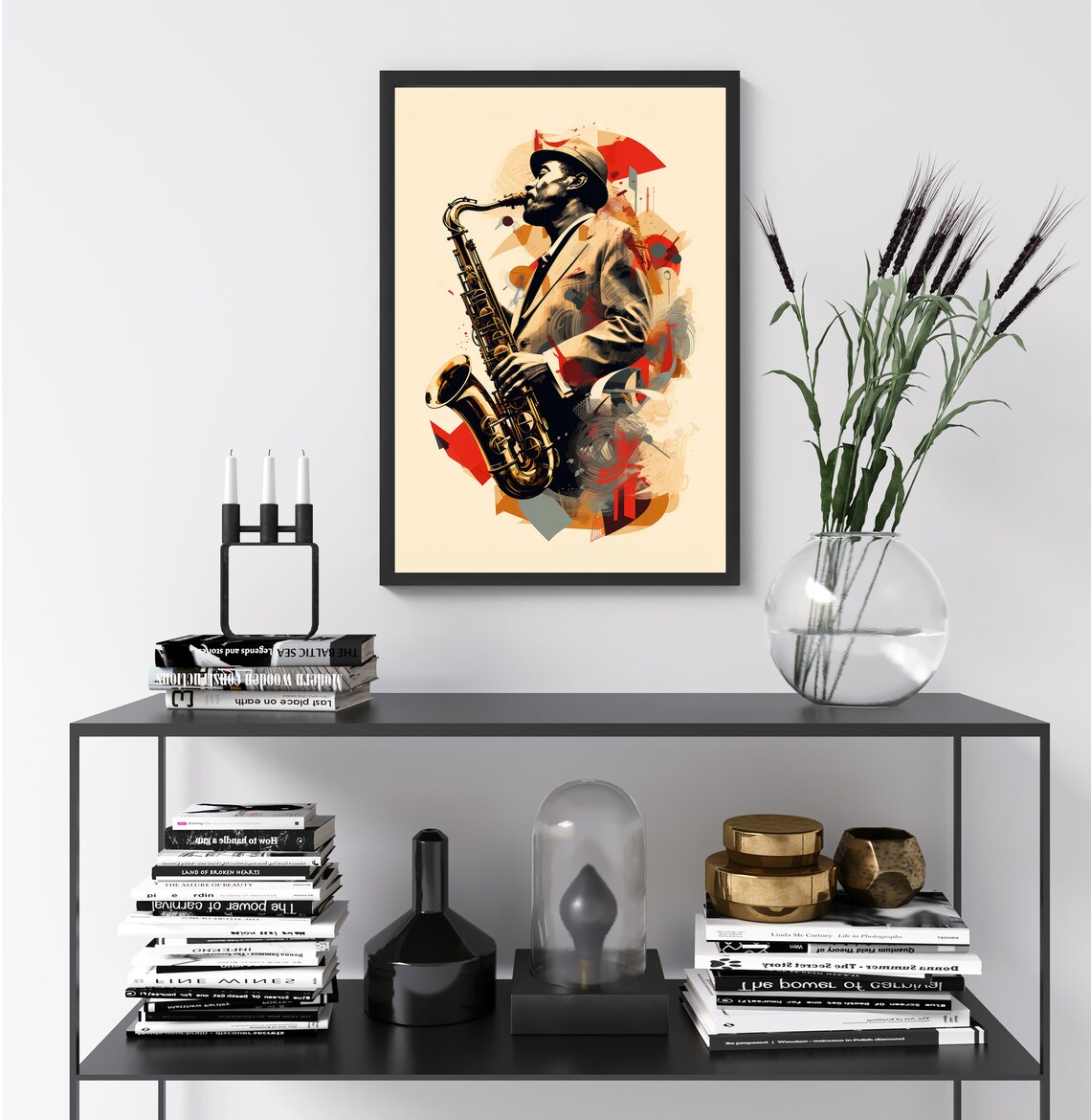 Retro Jazz Saxophone Player Collage Artwork Poster Music Lover Vintage Style - Image 3