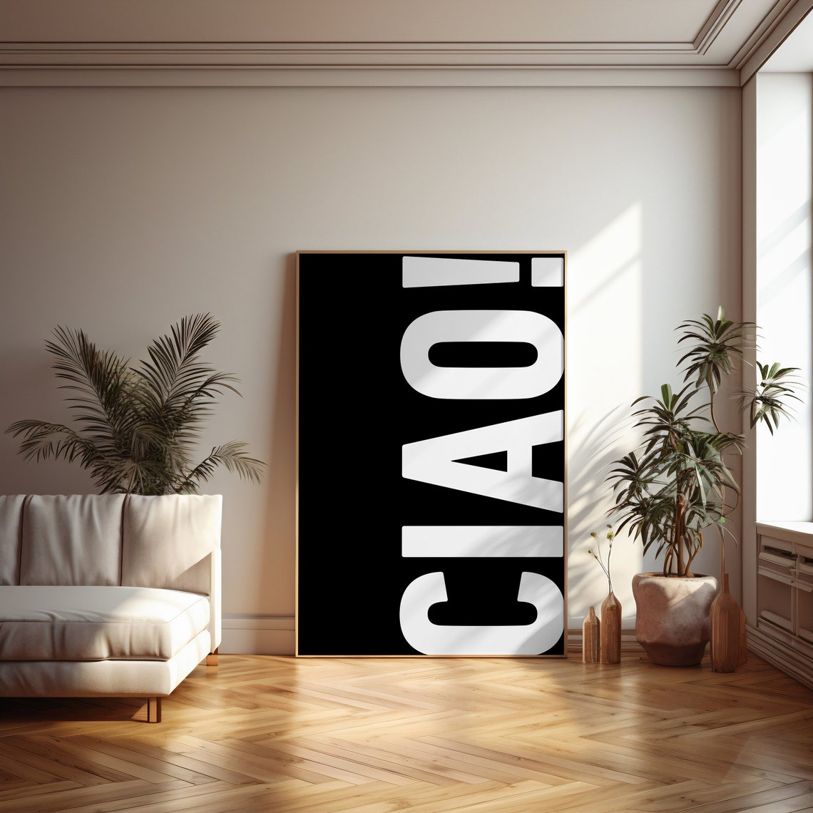 Ciao Big Typography Black and White Italian Style Decor Poster - Image 2