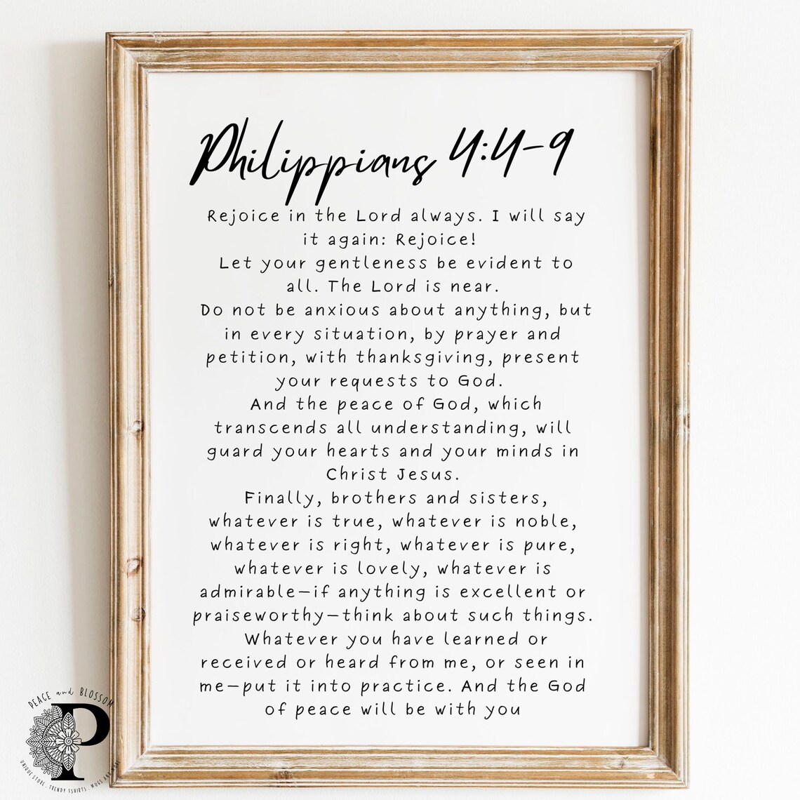 Philippians 4:4-9 Bible Verse, Scripture Wall Art Print
