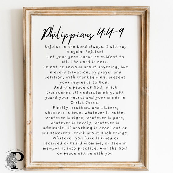 Philippians 4:4-9 Bible Verse, Scripture Wall Art Print