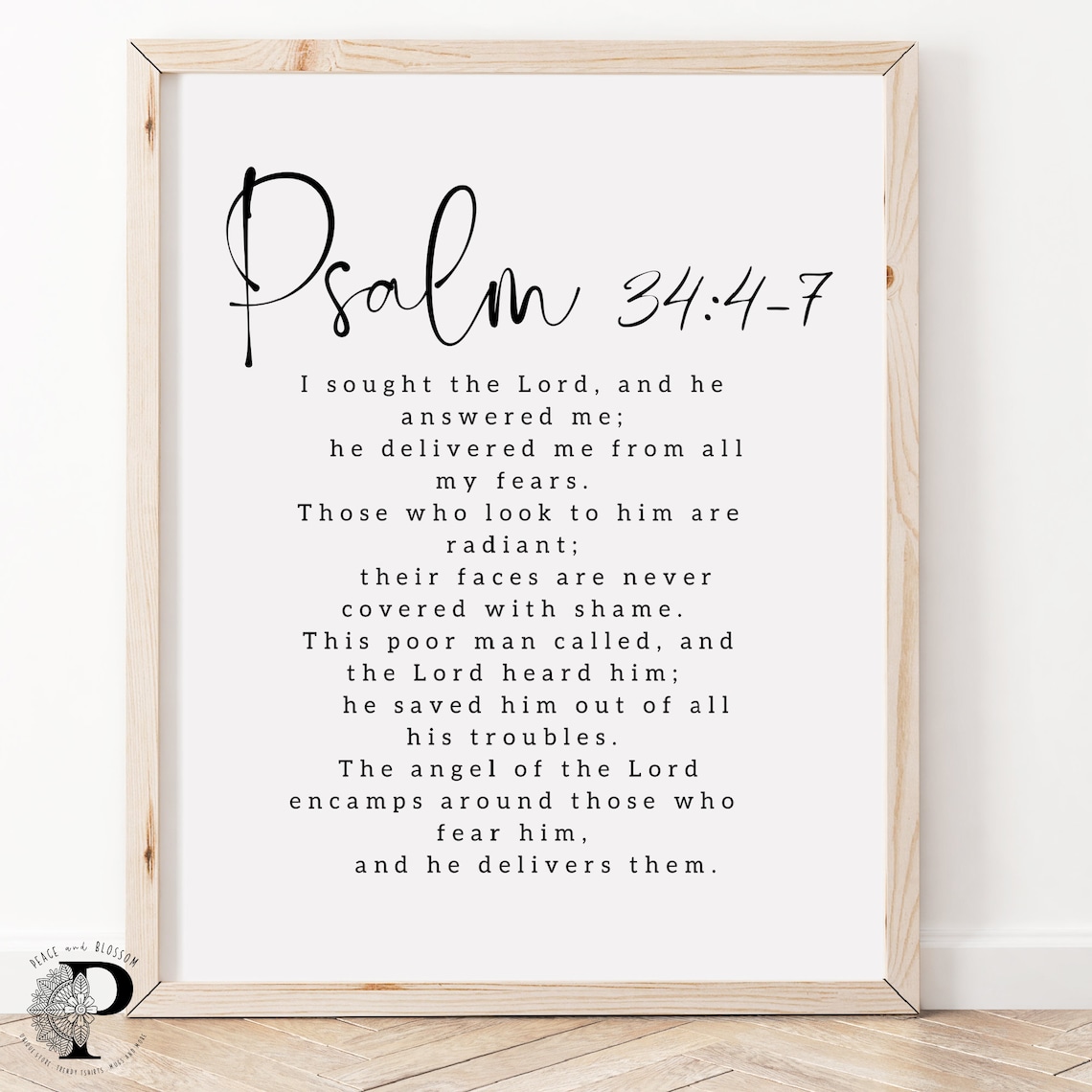 Psalm 34:4-7 Bible Verse Scripture Art Print