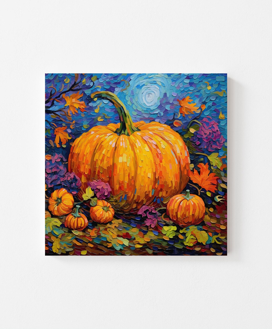 Colorful Pumpkins Art Print, Fall Harvest Decor