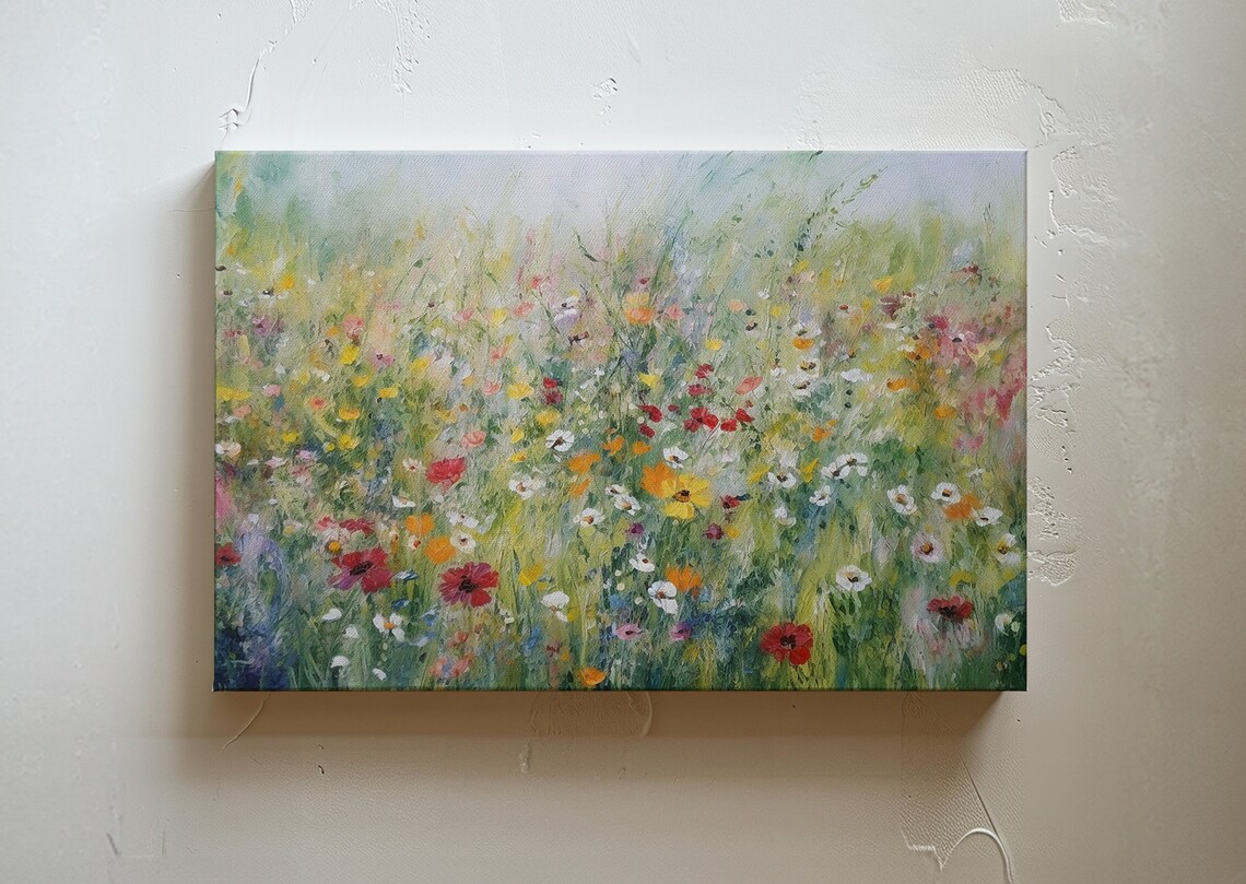 Wildflower Meadow Art Print, Rustic Farmhouse
