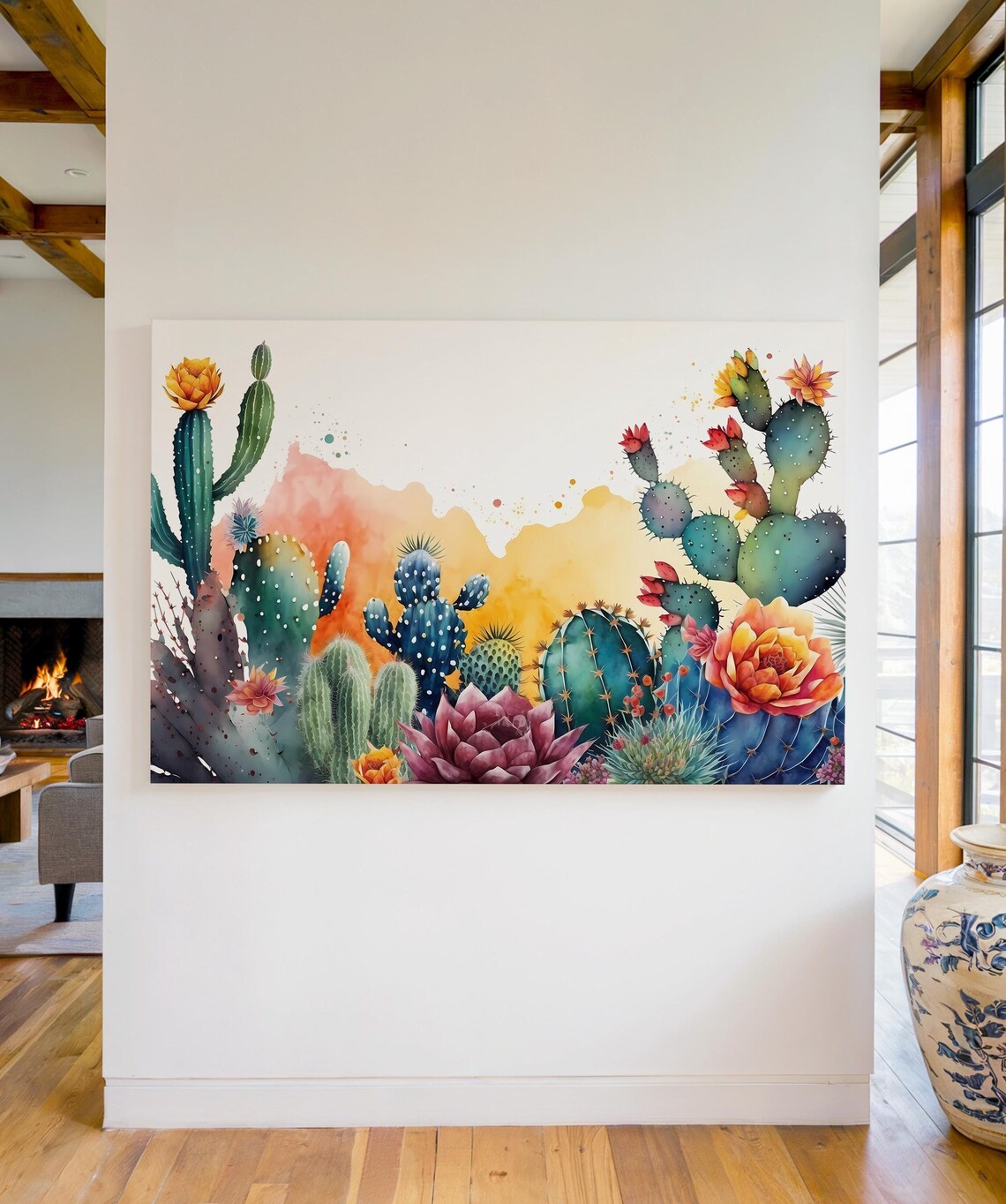 Watercolor Cactus Art Print, Southwestern Decor