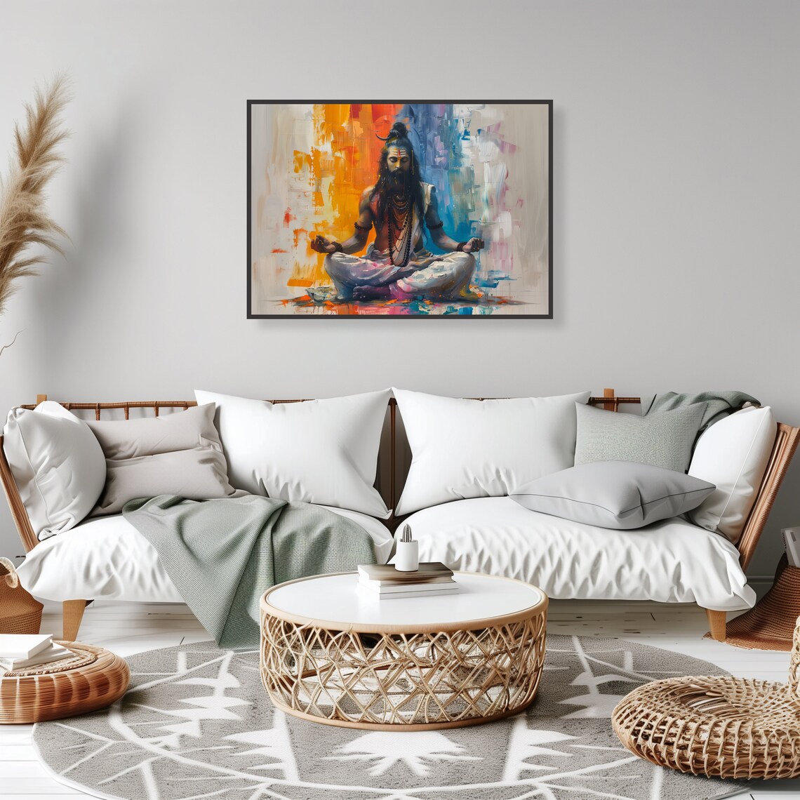 Lord Shiva Meditation Vibrant Spiritual Zen Yoga Studio Art Poster - Image 2