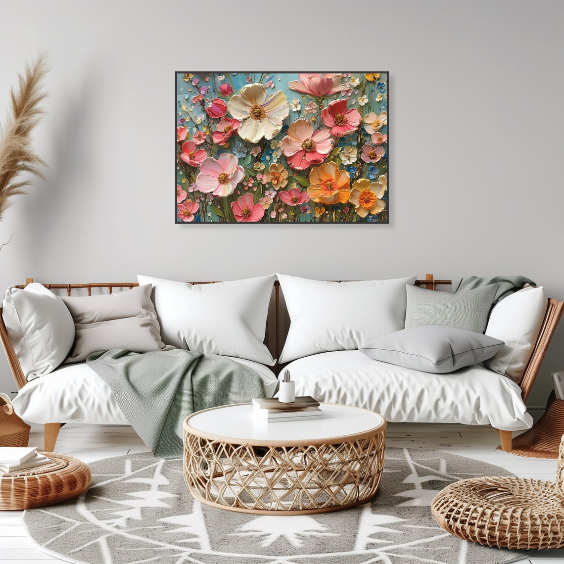 Pastel Blossoms Impasto Floral Textured Botanical Art Poster - Image 2
