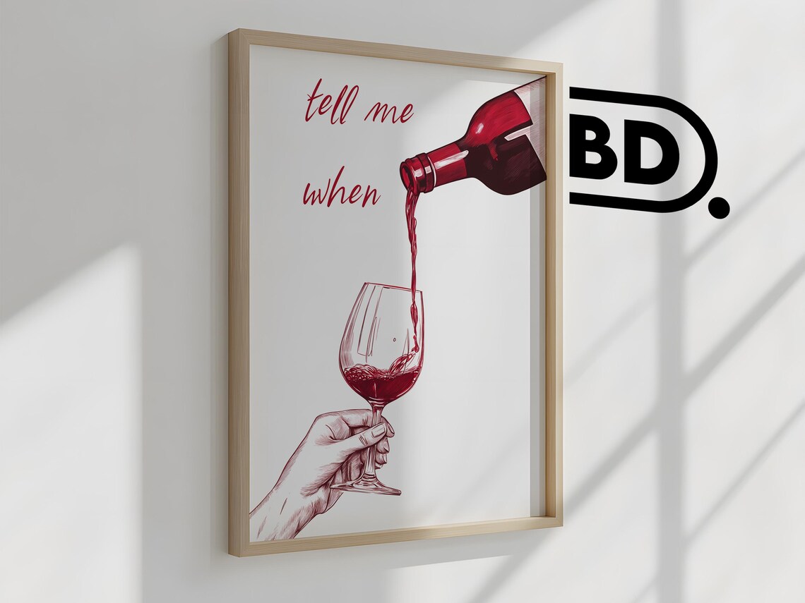 Modern Wine Print, Funny Kitchen Decor Line Art - Image 2